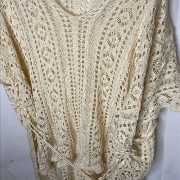 Cream Open Knit Boho Swim Coverup - Picture 2 of 4